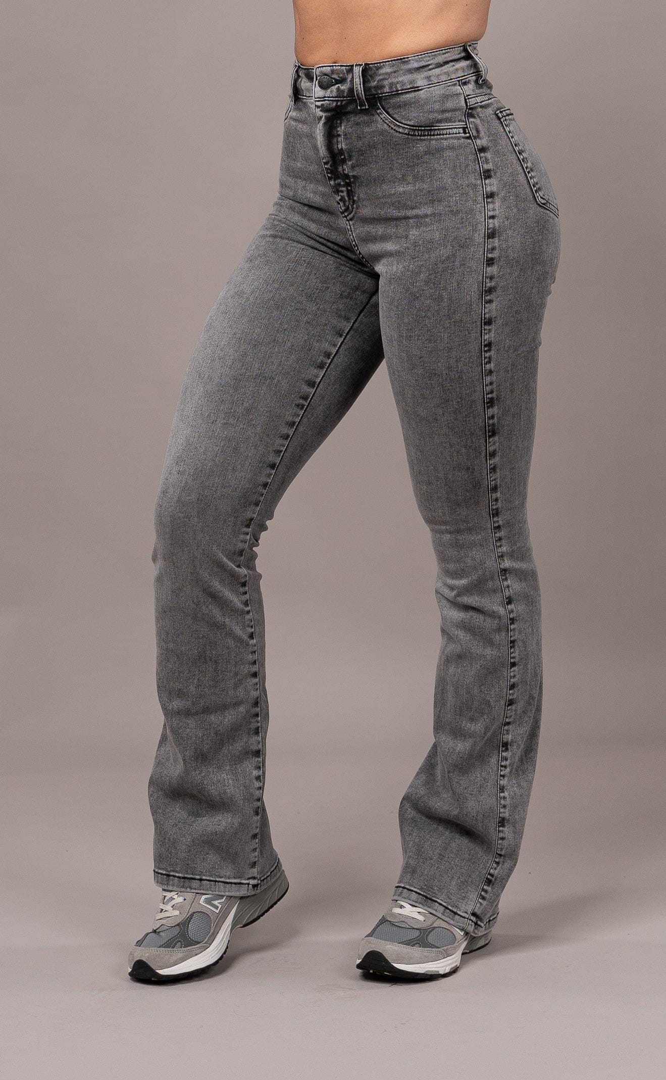 Womens Flared Fitjeans - Heavy Washed Grey