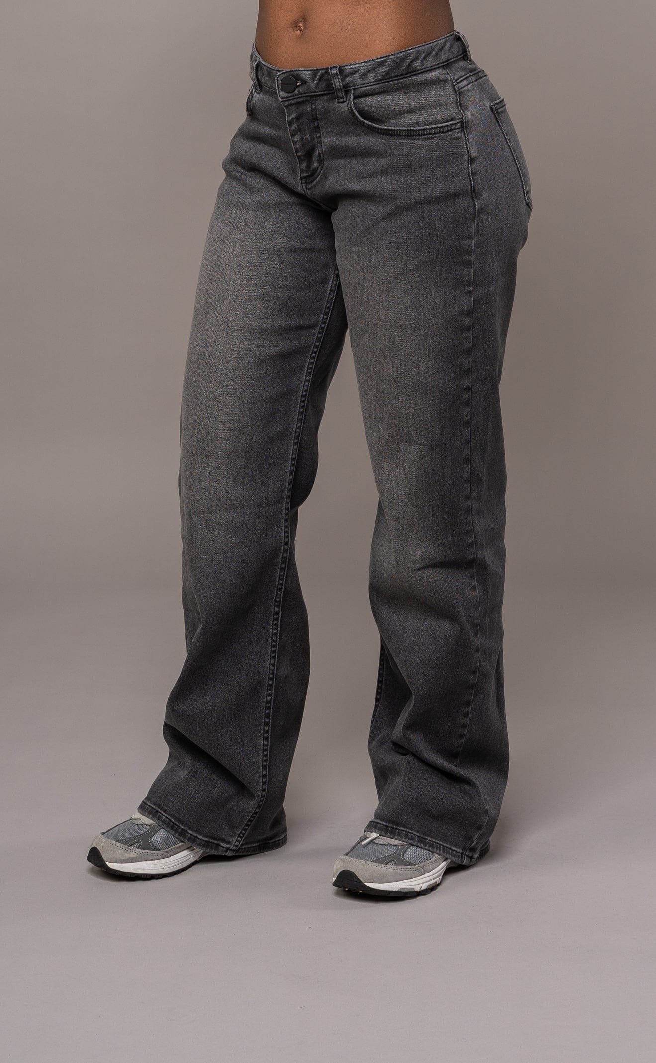 Womens Baggy Low Waisted Fitjeans - Grey