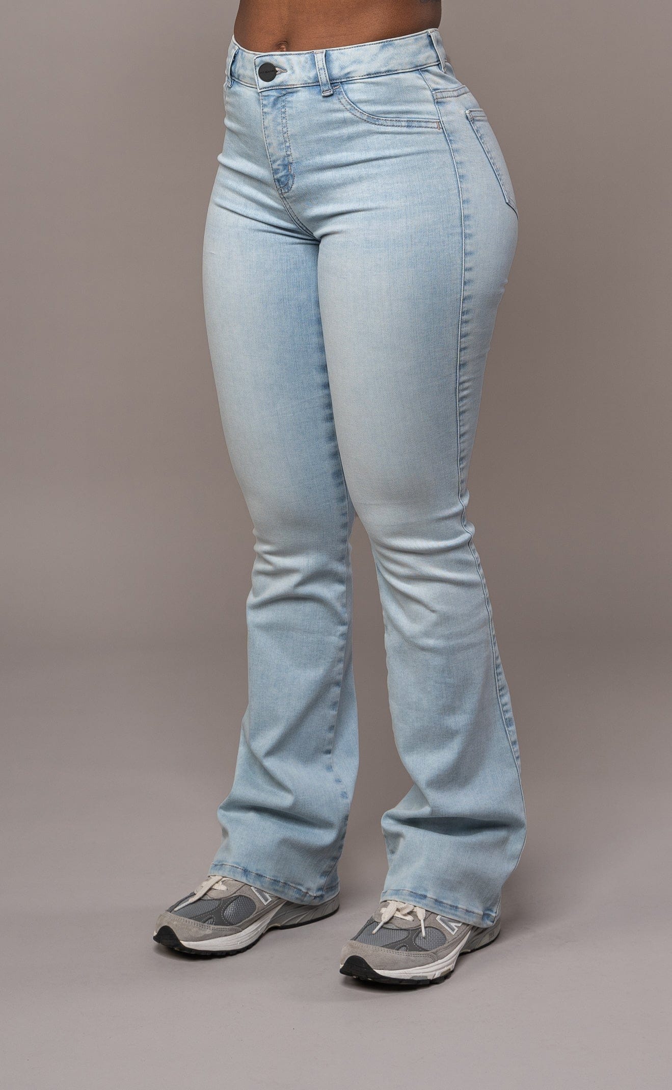 Womens Flared Mid Waisted Fitjeans - Vintage Blue