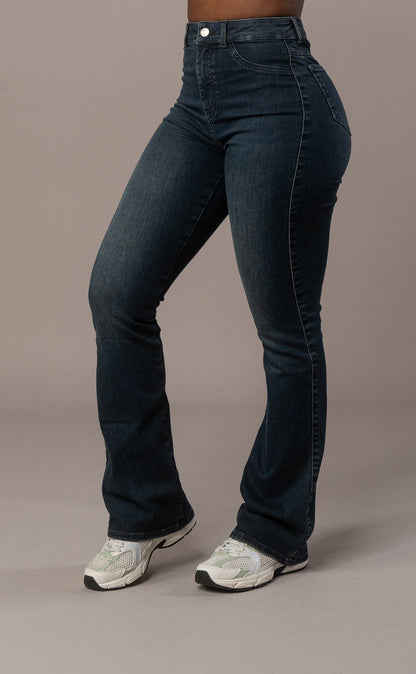 Womens Flared Fitjeans - Emerald Blue