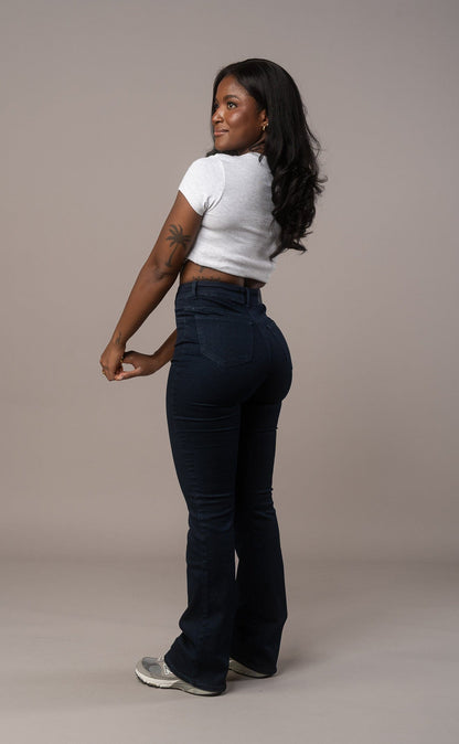 Womens Flared Fitjeans - Midnight Blue