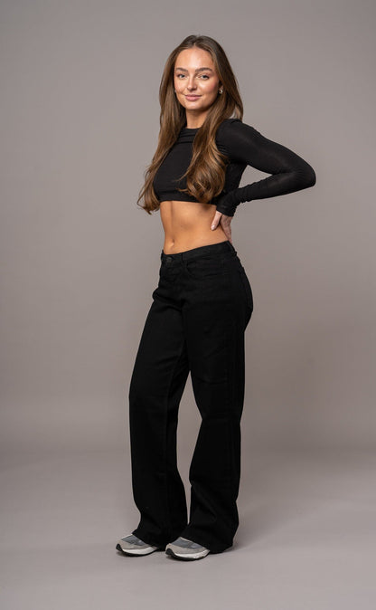 Womens Baggy Low Waisted Fitjeans - Black