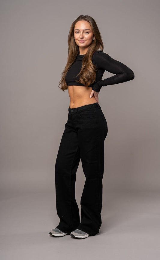 Womens Baggy Low Waisted Fitjeans - Black