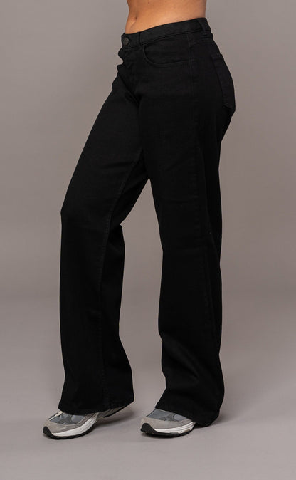Womens Baggy Low Waisted Fitjeans - Black
