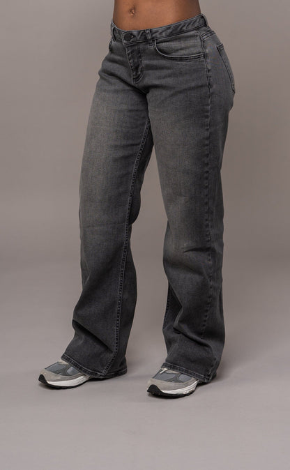 Womens Baggy Low Waisted Fitjeans - Grey