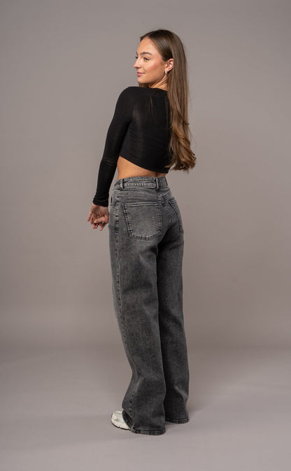 Womens Baggy Fitjeans - Heavy Washed Black