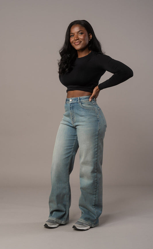 Womens Baggy Fitjeans - Distorted Blue