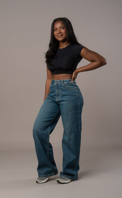 Womens Baggy Fitjeans - Marble Green