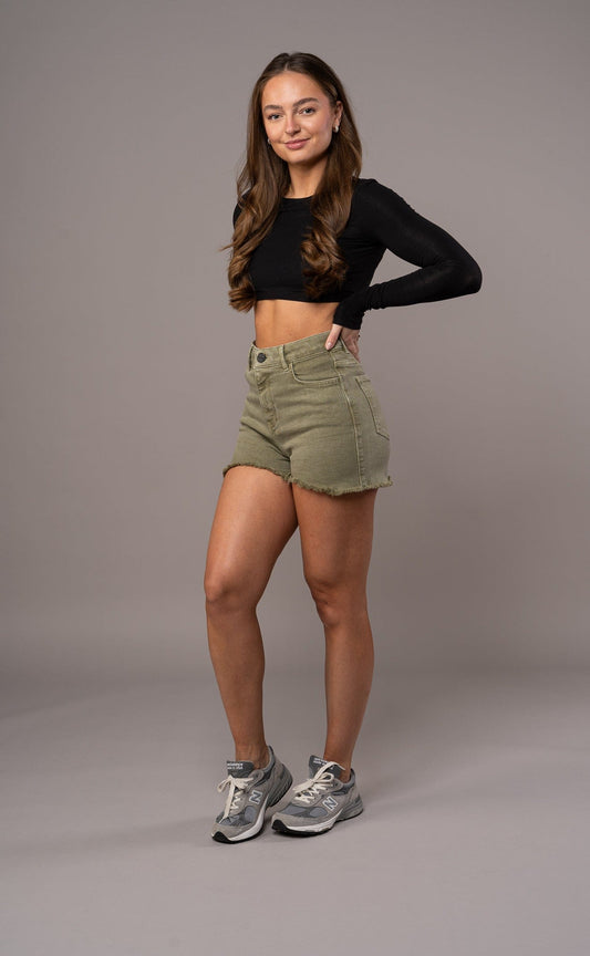 Womens Pastel Fitjeans Shorts - Khaki